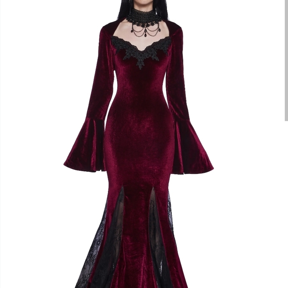 Elegant Velvet Burgundy Dress